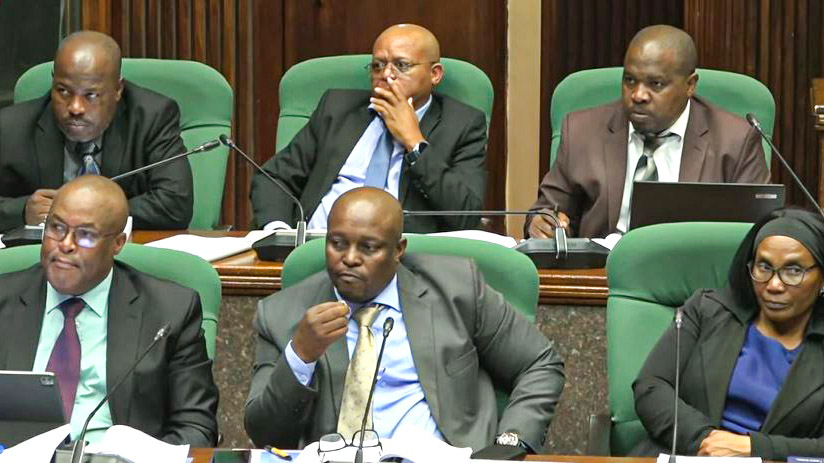 Ministry of Public Works and Transport officers led by Principal Secretary Thulani Mkhaliphi during the PAC sitting yesterday. (Courtesy pics)